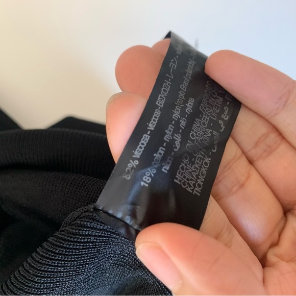 ZARA Black Ribbed Turtleneck Gold Trim Top S - Picture 3 of 4